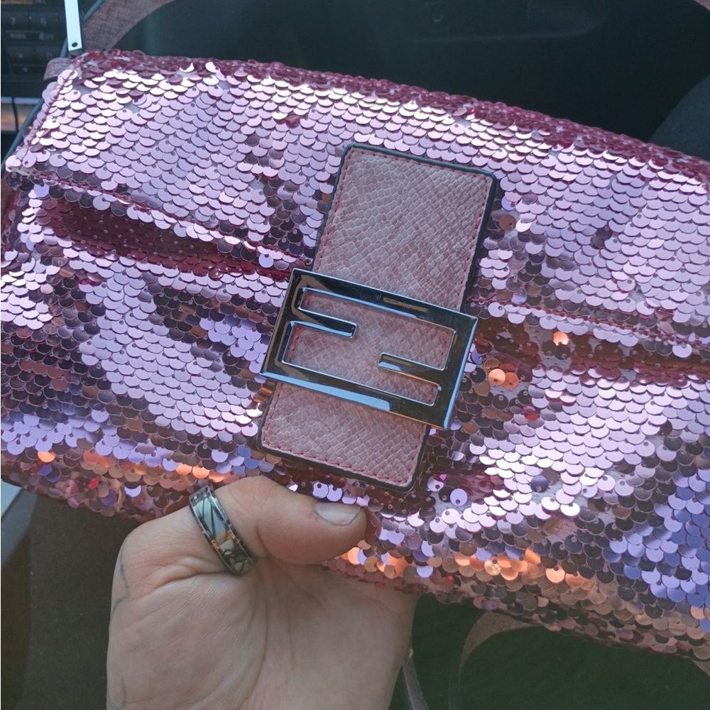 Fendi Pink Sparkle Wristlet Clutch